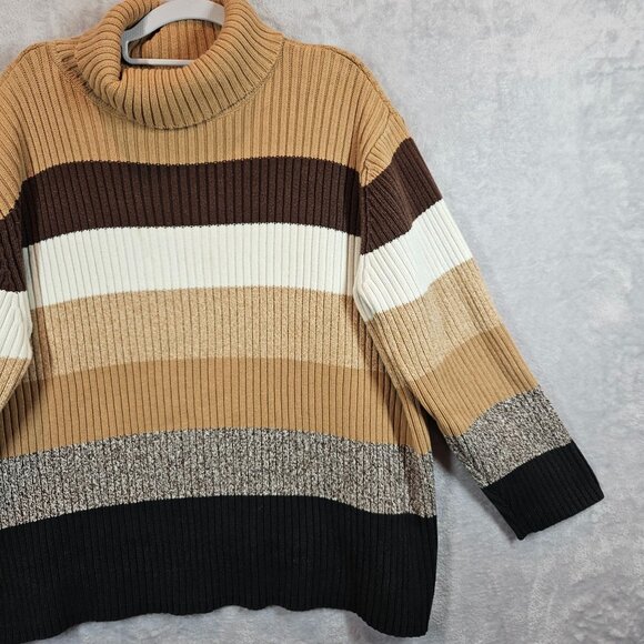 Liz Claiborne Woman Striped Turtleneck Sweater 1X Ribbed Knit career modest - Picture 5 of 14